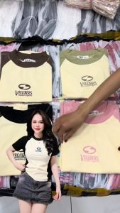 Áo Thun Ôm Body Nữ Borip Baby Tee 35~55kg Phối Thân Tôn Dáng Cotton Mềm Mịn Co Giãn Thoáng Mát (Mã T04 Tròn)