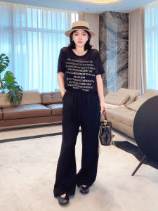 Ice Soft Q Elastic Heavy Duty Rhinestone Slimming Casual Short Sleeve T-Shirt Parisian Vintage ME【MESS5139】