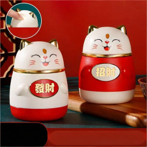 Cute Cat Shape Toothpick Box Dispenser Pop-up Automatic Creative Pressing Type Spring Festival Gift Home Toothpick Storage Box