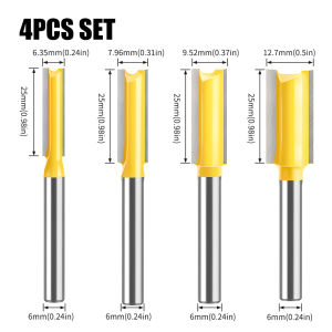 6mm Shank Dual-edge Straight Router Bit Slotting Cutter Two-In-One Edge Trimming Machine Engraving Machine Milling Cutter