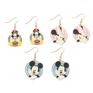 Disney Mickey Mouse Ear Studs Cute Round Cartoon Character Pendant Accessory for Women Fashion Gift