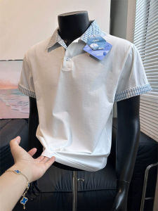 LIUBU | American Vintage Check Collar T Shirt Men