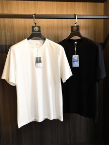 Antibacterial Breathable Cotton Polyester Blend Mens round Neck Short Sleeve T-Shirt Comfortable Skin-Friendly Summer Fashionable White T-Shirt