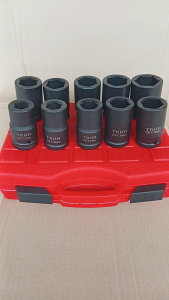 ชุดลูกบล็อกยาว 1" (1นิ้ว) 10 ตัว/ชุด เบอร์ 22- 41 มม. สำหรับ บล็อกลม บล็อกแบต บล็อกไฟฟ้า งานหนัก