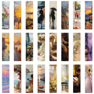 24Pcs/Set Vintage Oil Painting Bookmark Set Floral Impressionist Art Bookmarks Paper Bookmarks for Book Lovers Gifts for Women