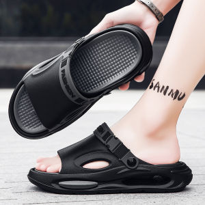 Coconut Slippers Mens Summer Outdoor Wear Trendy Water Resistant Anti Slip Beach Large Size Popular Cool Slippers Casual Style EVA Material Rubber Outsole Breathable Flat Heel Solid Color