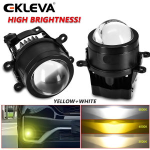 EKLEVA 2pcs Universal/Toyota 3 Hyperboloid LED Fog Lights 55W HID LED Projector Lens High+Low Beam Ultra Bright Fog Lamp Only for H4/H7/9005/9006