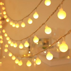 LED Ball Garland Lights Fairy String Waterproof Outdoor Lamp Christmas Holiday Wedding Party Lights Decoration Battery Power