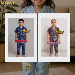 LICERIA - Stelan Baju Tidur anak Baju Piyama Anak Perempuan & Laki-laki Setelan Tidur Anak Usia 1-6 Tahun