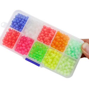 1 box Hireeds Fishing Beads 1000pcs 5mm - 10 Assorted Colors inc 3 Glow in Dark Approx 100 Per Color Tackle Box Accessories