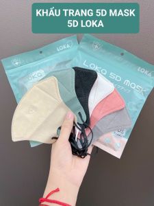 Thùng 150 chiếc Khẩu trang 5D màu Thái 5D LOKA 3 lớp kháng khuẩn sẵn màu hottrend