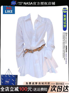 Casual Style Long Sleeve Polo Collar Dress NASA Brand White French Design for Women Slimming Waist Short Skirt Spring Autumn