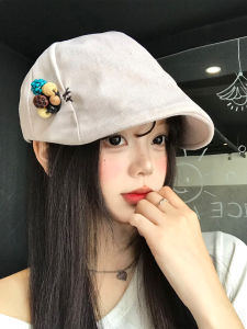 BAOYINFEI | Spring and Summer Retro Beaded Linen Beret Facial Slimming Hat