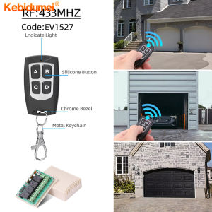 Kebidumei 433MHz Wireless Remote Control DC 12V 4CH Relay Module Receiver and Transmitter EV1527 RF Wireless Remote Control Switch for Garage Light Motor DIY