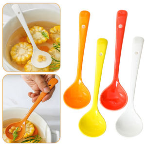 1pcs Small Dessert Spoons Porcelain Round Head Soup Spoons Coffee Spoon Long Handle Stirring Coffee Teaspoons Kitchen Tableware