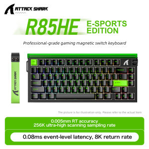 ATTACK SHARK | R85HE ATTACK SHARK Rapid Trigger Magnetic Keyboard with Emergency Stop Mode 256K Scan Rate HiFi Five-Layer Filling for E-Sports