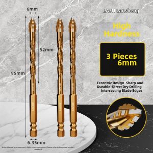 NAIFUNA | High Hardness Dry Concrete and Tile Drilling Bit 4-Flute Sawtooth Eccentric