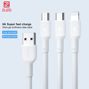 ZUZG Fast Charging Cable 6A Current Android Type-C TPE Silicone 120W Phone Data Cable For iPhone 1 Meter