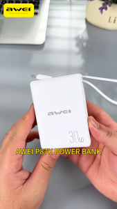 Awei P87K 10000mAh 30W PowerBank Built-In Cable Power Bank 30W Fast Charging Power Bank Mini Powerbank Portable