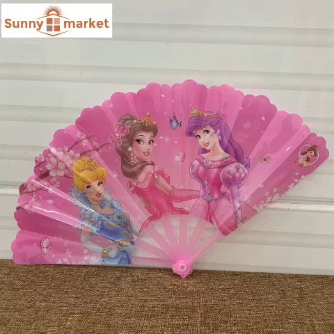Quạt nhựa cầm tay hoạt tiết công chúa, hoạt hình đáng yêu dài 24cm, đồ chơi  quạt nhựa gấp công chúa cho bé