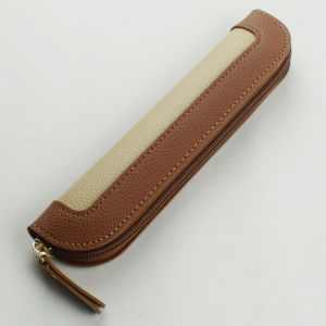 Retro Faux Leather Pencil Case Pen Organizer Stationery Protective Pouch Zippered Pencilcase Office School Supplies