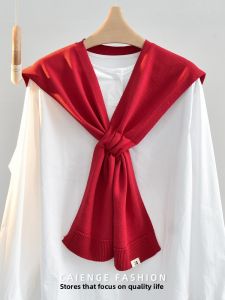 CAIENGE | Red Crossed Shoulder Wrap for Women Spring/Summer New Style