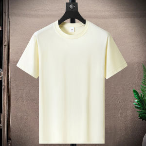 New Mens T-Shirt 2025 Spring Summer Casual Commute Short Sleeve round Neck Pure Cotton Base Shirt Couple Matching Summer Breathable