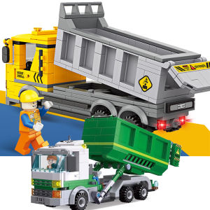 Máy Xúc Tải Nặng Khối Xây Dựng Khối Lắp Ráp Máy Xúc Tải Rác Vệ Sinh Mỏ Bánh Xe Rời Nhựa Cho Trẻ Em Từ 6-14 Tuổi