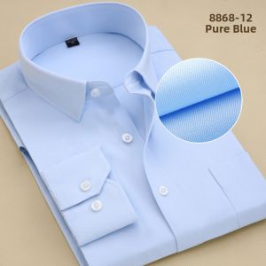 White Mens Workwear Shirt Long Sleeve Pure Cotton Large Size Wedding Groomsmen Formal Elegant Style No Ironing Spring Autumn