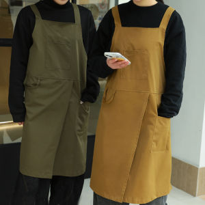 Oil-proof Waiter Work Apron with Pocket for Cafe Salon Nails Shop Anti-dirty Cross-back Womens Kitchen Apron for Cooking Baking
