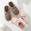 New Cotton Slippers Unisex Furry Surface Embroidered Spring Autumn Indoor Warm Anti-slip Fleece Lined Thick Comfortable Bottom. 