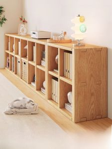 ชั้นวางหนังสือไม้แขวนแบบตั้งสำหรับเด็ก ชั้นวางของ ชั้นวางหนังสือแบบต่ำสำหรับครัวเรือน โรงเรียนประถมศึกษา ชั้นวางของแบบมีช่องแยก