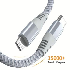 LAIHONEN 1/3PCS Black/Silver USB-C to Lightning Cable 3.3/6.6/10FT Fast Charge Braided For iPhone 14-7 Pro Max iPad & More