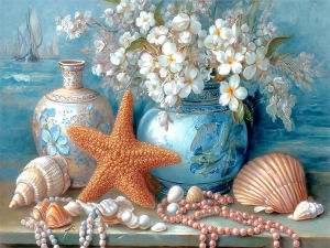 HUACAN Diamond Art Starfish Landscape Picture Of Rhinestones Diamond Painting Kit Flower Sea Shell Adult Crafts