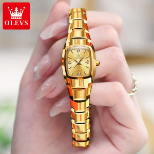 OLEVS watch for women waterproof 2023 fashion korean style luxury calendar luminous stainless steel tonneau women casual watch relo
