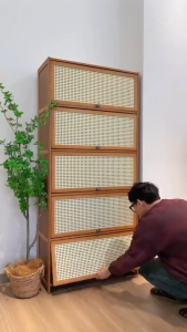 AF HOME Shoes Rack Organizer Breathable Flip Door Shoe Cabinet Shoe Rack Shoe Cabinet 11Layers Wood Bamboo Shoe Rack Organizer