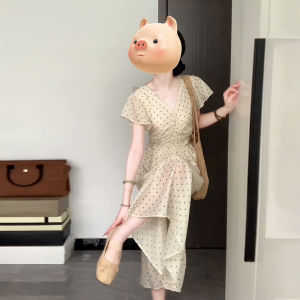 Ge·an·fei | V-Neck Polka Dot Sleeveless Dress