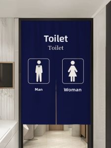 Bathroom Door Curtain Partition Curtain Mens Womens Public Toilet No Drilling Blocking Curtain Hand Washing Room Half Curtain Fabric Curtain