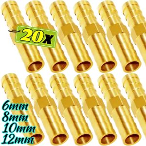 【Hibeautylife】20PCS Brass Straight Hose Pipe Fitting Equal Barb Double Pagoda Joint Water Tube Fittings Quick Connector Garden Irrigation Adapter