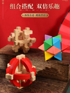 Wooden Burr Puzzle Hot Educational Toys Adult Intelligence Knot Traditional Children Primary School Students Burr Puzzle Wooden Building Blocks