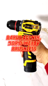 D- we Mesin Bor Cordless Mesin Bor Baterai 18V Cordless Drill Bor  10mm bolak balik Bor baterai 1 set lengkap Mesin bor baterai cas komplit Untuk baut kayu/beton tembok dan besi!bisa COD!