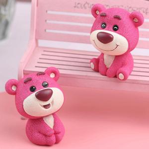 Cute Bear Star Lamp Desktop Decoration Night Light Girls Creative Christmas Gift for Bedroom Bedside Decor Resin Pink Color