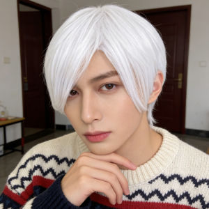 Wig Japanese Teenager Slant Bangs Short Straight Hair Chemical Fiber High Temperature Silk Whole Headgear