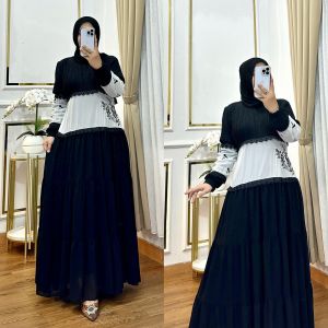 REALPICT COD DRESS CASUAL KODE 016 BAHAN  CERUTY PREMIUN MIX APLIKASI BORDIR TERMURAH BEST SELLER TANGAN PERTAMA KONVEKSI / PRINTING / MOTIF PREMIUM GAMIS PESTA GAMISPREMIUM