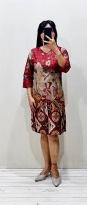 Couple Kemeja Dress Kerja Batik Amira Merah