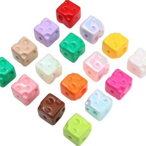 5pcs 14x14mm Cute Cheese Cube Beads Charm Acrylic Loose Spacer Beads for Keychain Necklace Bracelet DIY Jewelry Making Accessories