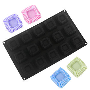 15-Cell Square Coil Texture Design Food Grade Silicone Cake Mould French Mousse Mold Chocolate Mold Kitchen Dessert Baking Tools