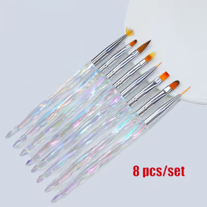 LULAA 8 Piece Nail Art Brush Set Gradient Nail Art Brushes Professional Nail Art Tool Set Suitable for Home DIY or Salon Use