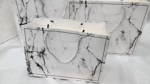 ZOEY ถุงกระดาษคราฟท์ หินอ่อน ถุงกระดาษช้อปปี้ เเนวนอน วินเทจ ใส่ของบรรจุภัณฑ์ พร้อมส่งด่วน