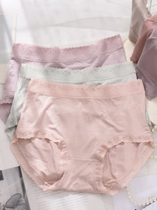 Comfortable Mid-High Waist plus Size Womens Modal Lace Trim Triangle Panties Breathable Loose Fit Underwear Briefs